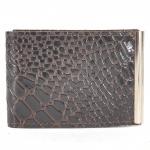 Зажим для купюр Croco-зк-300 (карм на мелочи,  2 кнопки)  натуральная кожа коричневый крокодил (238)  226925