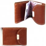 Зажим для купюр Croco-зк-300 (карм на мелочи,  2 кнопки)  натуральная кожа коричневый св пулл-ап (215)  214136