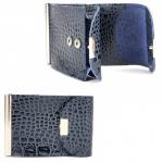 Зажим для купюр Croco-зк-300 (карм на мелочи,  2 кнопки)  натуральная кожа синий КЛ (98)  227365