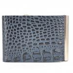 Зажим для купюр Croco-зк-300 (карм на мелочи,  2 кнопки)  натуральная кожа синий КЛ (98)  227365