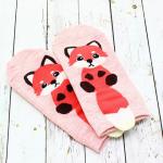 Короткие носки "Котята с хвостом" Розовые