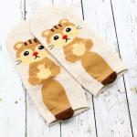 Короткие носки "Котята с хвостом" Бежевые