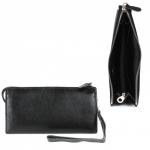 Портмоне мужское Croco-ПР-953 натуральная кожа 3 отд,  10 карм,  рем-петля,  черный матовый (3)  209394