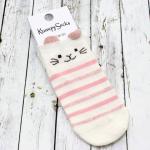 Короткие носки "Розовые милахи" Котик в Розовую Полоску
