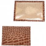 Обложка пропуск/карточка/проездной Croco-В-200 натуральная кожа бежевый крокодил (199)  227376