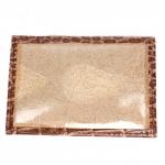 Обложка пропуск/карточка/проездной Croco-В-200 натуральная кожа бежевый крокодил (199)  227376