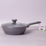 4275GR Kamille Сотейник O24*7.5 см с крышкой и гранитным покрытием из литого алюминия
