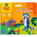 Пластилин Мульти-Пульти Енот в лесу, 8 цветов, восковой, со стеком, картон, ВП_11056
