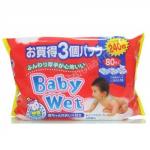 "Showa Shiko" "Easy care" Влажные салфетки для ухода за нежной кожей тела малышей с экстрактом алоэ вера 3х80шт 140мм х 200мм 1 10