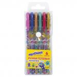 Ручки гелевые ЮНЛАНДИЯ, НАБОР 6 шт., АССОРТИ МЕТАЛЛИК, с печатью, 0,7мм, линия 0,5мм