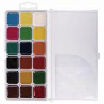 Краски акварельные BRAUBERG "АКАДЕМИЯ" 18 цв, медовые, квадратные кюветы, пластиковый пенал, 191521