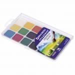 Краски акварельные BRAUBERG "АКАДЕМИЯ" 18 цв, медовые, квадратные кюветы, пластиковый пенал, 191521