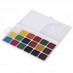 Краски акварельные BRAUBERG "АКАДЕМИЯ" 18 цв, медовые, квадратные кюветы, пластиковый пенал, 191521