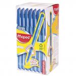 Ручка шариковая масляная MAPED (Франция) Green Ice, СИНЯЯ, корпус прозрачн., 1мм, линия 0,6мм,224430