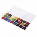 Краски акварельные BRAUBERG "АКАДЕМИЯ" 24 цв, медовые, квадратные кюветы, пластиковый пенал, 191522