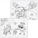 Альбом д/рис. А4 20л., скоба, глянцевый лак, с раскраской, ЮНЛАНДИЯ,202х285мм,Питомцы (2вида),105052