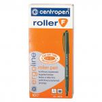 Ручка-роллер CENTROPEN, ЧЕРНАЯ, трехгранная, корпус зеленый, узел 0,5мм, линия 0,3мм, 4615/1Ч