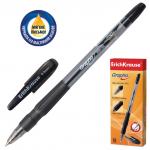 Ручка шариковая масляная с грипом ERICH KRAUSE "Grapho", ЧЕРНАЯ, корпус прозрачный, узел 0,5 мм, линия письма 0,3 мм, 28268