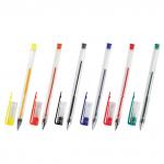 Ручки гелевые ПИФАГОР, НАБОР 6 шт., АССОРТИ, корпус прозрачный, узел 0,5мм, линия 0,35мм