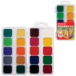 Краски акварельные BRAUBERG "АКАДЕМИЯ" 20 цв, медовые, квадратные кюветы, пластиковый пенал, 190553