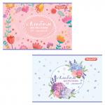 Альбом для рисования А4 12 л., скоба, обложка офсет, ПИФАГОР, 200х285 мм, Цветочки (2 вида), 104857