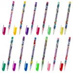 Ручки гелевые ЮНЛАНДИЯ, НАБОР 12 шт., АССОРТИ НЕОН, корпус с печатью, 0,7мм, линия 0,5мм