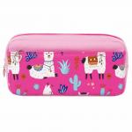 Пенал-косметичка ЮНЛАНДИЯ, 2 отделения, мягкий, "Ламы", розовый, 20х6х9 см, 228980