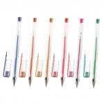 Ручки гелевые ПИФАГОР НАБОР 6 шт., МЕТАЛЛИК АССОРТИ, корпус прозрачный, 0,7мм, линия 0,5мм