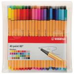 Ручки капиллярные STABILO, НАБОР 40 штук, Point 88, АССОРТИ, корпус оранжевый, 0,4мм, 8840-1