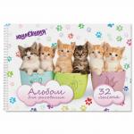 Альбом д/рис. А4 32л., гребень, обложка картон, ЮНЛАНДИЯ, 205х290мм, Котики (1вид), 105077