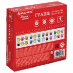 Гуашь BRAUBERG  "МАГИЯ ЦВЕТА", 9 цветов по 20 мл, без кисти, картонная упаковка, 190556