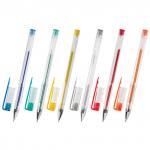 Ручки гелевые ПИФАГОР, НАБОР 6 шт., АССОРТИ с БЛЕСТКАМИ, узел 0,7мм, линия 0,5мм