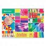 Альбом для рисования А4 40 л., скоба, выборочный лак, BRAUBERG, 202х285 мм, Коллаж (1 Вид), 105099