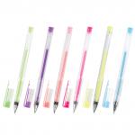 Ручки гелевые ПИФАГОР, НАБОР 6 шт., АССОРТИ ПАСТЕЛЬ, корпус прозрачный, 0,7мм, линия 0,5мм