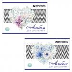 Альбом для рисования А4 40 л., скоба, блестки, BRAUBERG, 202х285 мм, Удивительные цветы (2 вида), 104878