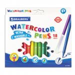 Фломастеры BRAUBERG "PREMIUM", 18 цветов, УЛЬТРАСМЫВАЕМЫЕ, классические, вентилируемый колпачок, картонная коробка с европодвесом, 151658