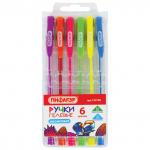 Ручки гелевые ПИФАГОР, НАБОР 6 шт., АССОРТИ НЕОН, корпус прозрачный, 0,7мм, линия 0,5мм