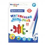 Фломастеры BRAUBERG "PREMIUM", 24 цвета, УЛЬТРАСМЫВАЕМЫЕ, классические, вентилируемый колпачок, картонная коробка с европодвесом, 151659