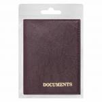 Обложка для автодокументов STAFF, экокожа, "DOCUMENTS", бордовая, 237182