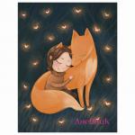 Дневник 1-11 класс 48 л., обложка кожзам твердая, фольга, Альт, "Девочка и лис", 10-277