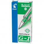 Ручка гелевая PILOT G-1, ЗЕЛЕНАЯ, корпус прозрачный, узел 0,5мм, линия 0,3мм, BL-G1-5T