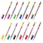 Ручки гелевые ЮНЛАНДИЯ, НАБОР 12 шт., АССОРТИ, корпус с печатью, узел 0,5мм, линия 0,35мм