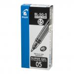 Ручка гелевая PILOT Super Gel, ЧЕРНАЯ, корпус прозрачный, узел 0,5мм, линия 0,3мм, BL-SG-5