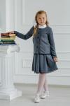 Жакет серый на пуговицах с кружевом в школу  Dress Code