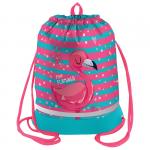 Мешок для обуви Berlingo "Flamingo style", 400*510мм, расшир. дно, свет.лента, 1отд., карман на молн, MS09427