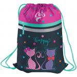 Мешок для обуви Berlingo "Happy cats", 410*490мм, световозвращающая лента, 1 отд., карман на молнии, MS09324
