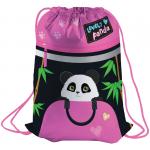 Мешок для обуви Berlingo "Lovely panda", 410*490мм, световозвр. лента, 1 отд., карман на молнии, MS09321