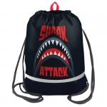 Мешок для обуви Berlingo "Shark attack", 400*510мм, расшир. дно, свет.лента, 1отд., карман на молнии, MS09426