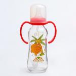 Бутылочка для кормления 250 мл., стекло, с ручками, цвет МИКС