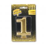 Свеча-цифра Золото 1,  8 см 1502-2834